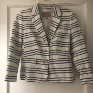 White & blue petite linen banana republic blazer
